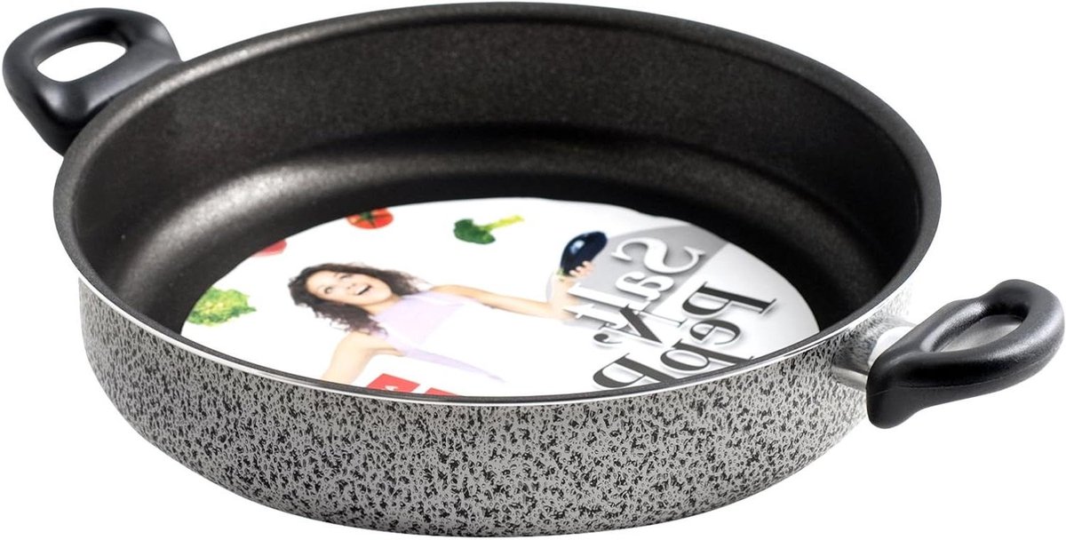 Steelpan met 2 Handgrepen - Kookpot Sauspan - Frituren - Non-stick coating - 22 cm - Wit