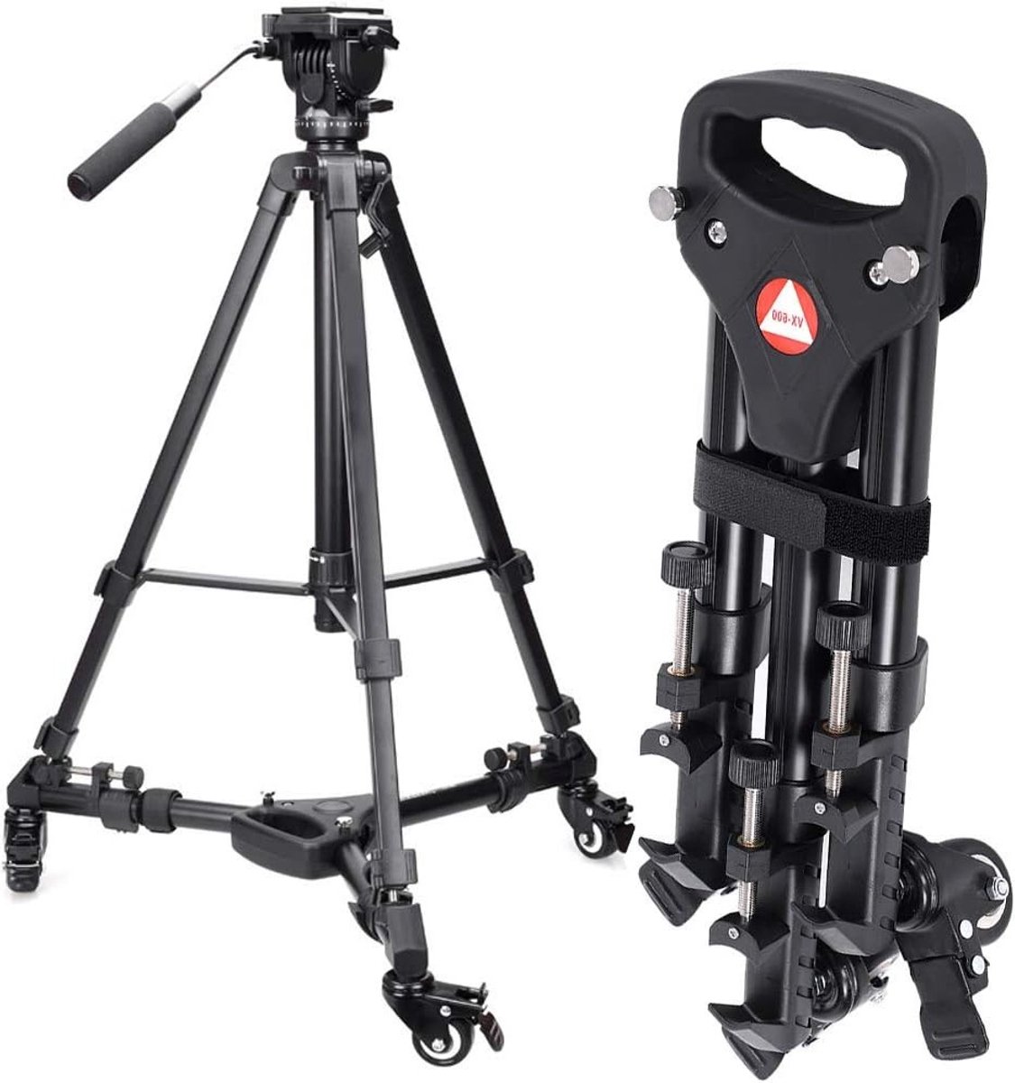 Fotostatief Dolly met 3 Vouwbare Wielen en Verstelbare Poten voor Camera's en Verlichting Equipment