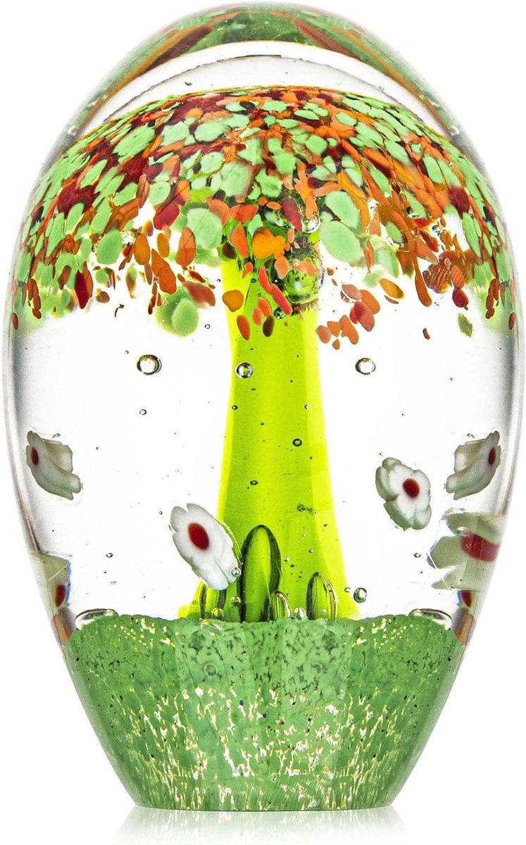 Glas Paperweight - Bureau Ornament - Bureau Decoratie - Hand Geblazen Kunst - 7 cm x 10.8 cm - Groen