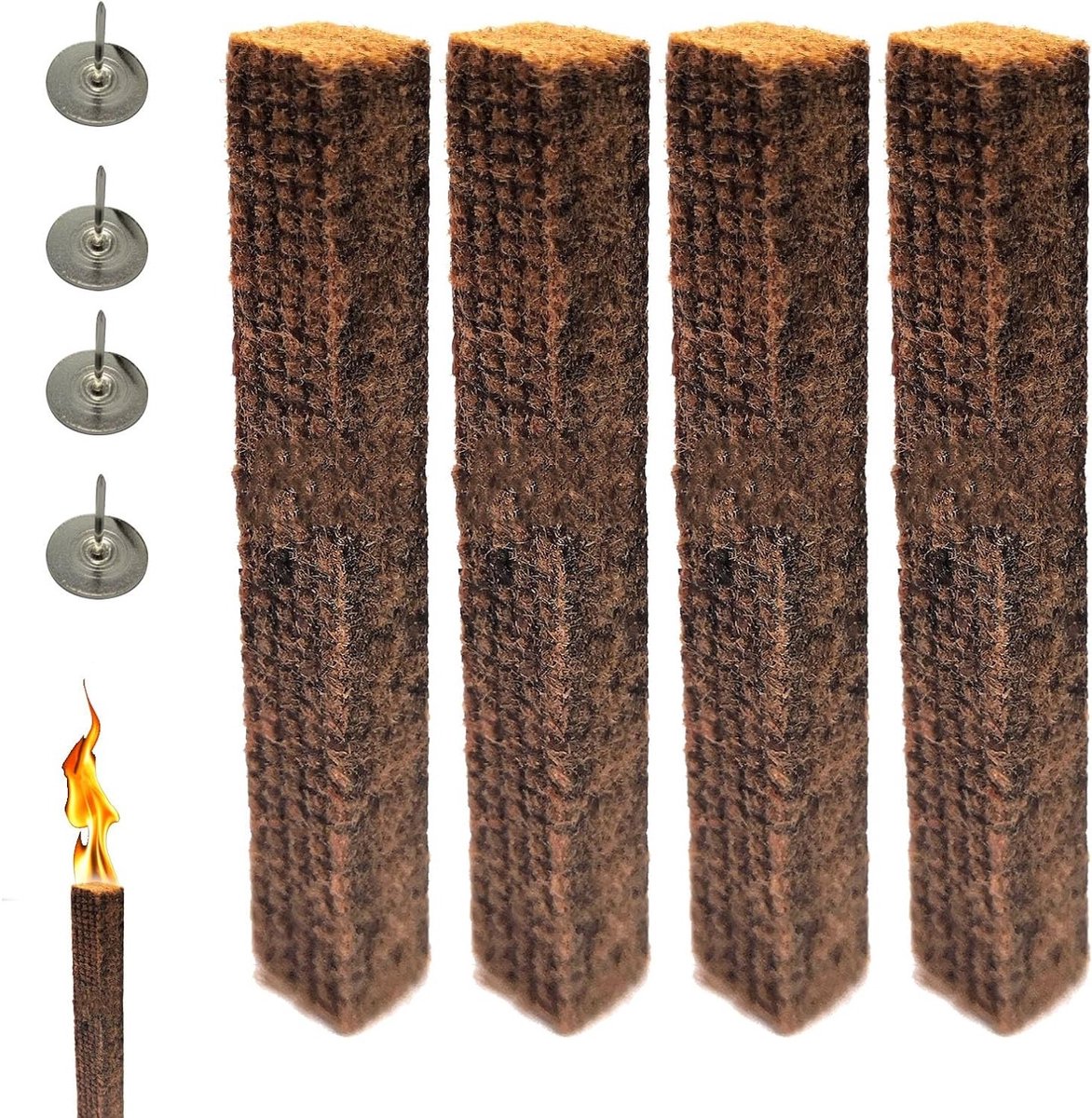 Set van 4 Kaarsenlonten met Houder - Dikke Lonken voor Buitenkaarsen, Ideaal voor DIY Kaarsen en Ambachtelijke Projecten