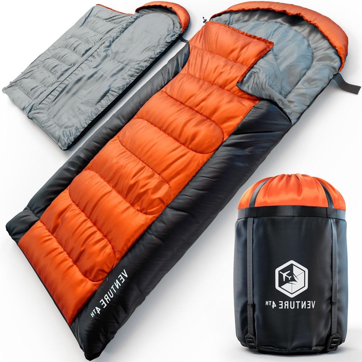 Slaapzak - Kampeerzak Reis Slaapzak - Outdoor Avonturen - Extra Breed Ontwerp - XX-Large - Oranje/Grijs