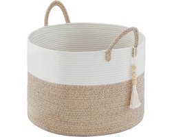 Grote Vlechtwerk Wasmand van 65 Liter, Opbergmand voor Dekens en Speelgoed, Ideaal voor Woonkamer en Kinderkamer, 50 x 33 cm, Bruin