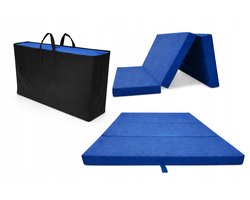 Slaapmat 2 Persoons 200 x 120 x 10 cm – Opvouwbaar Campingmatras met Draagtas – Dikke Ligmat voor Camping, Tent en Logeren, blauw