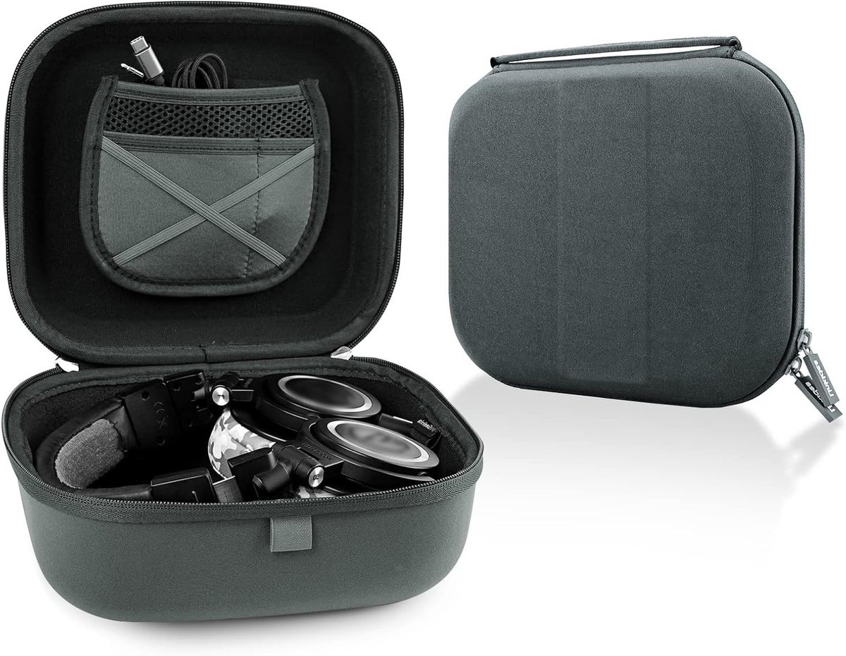 Draagtas voor Koptelefoon Geschikt voor Audio-Technica ATH-M50X en ATH-GDL3, Beschermende Harde Reiszak met Opbergruimte voor Kabel en Oplader (Donkergrijs)