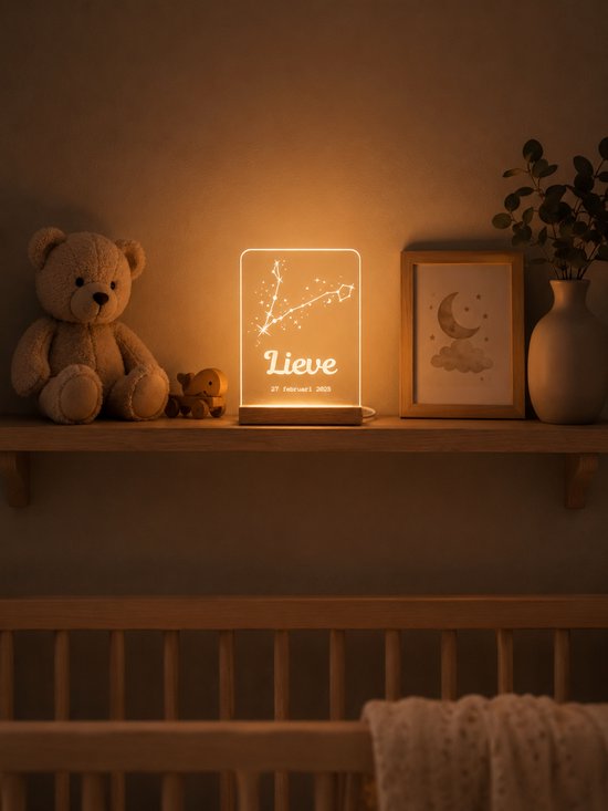 Gepersonaliseerd Sterrenbeeld Vissen Lampje met Naam en Datum - LED Nachtlampje Babykamer - Kraamcadeau Baby van Merkloos — afbeelding 4