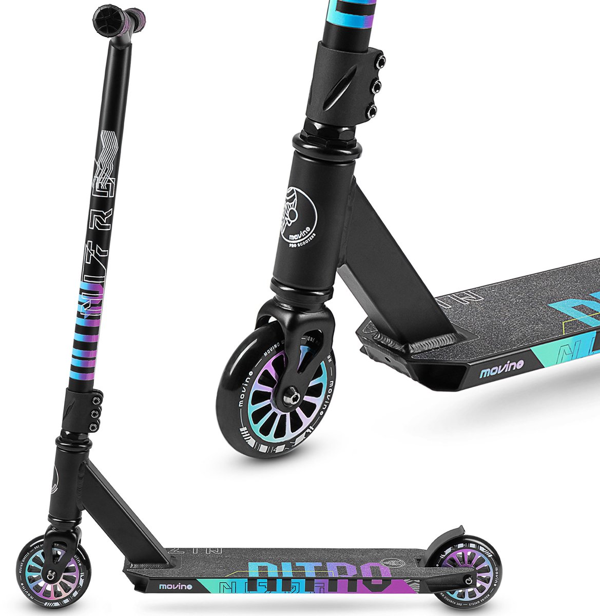 Movino Nitro - Stuntstep - Paars - Flex-remmen - Y-stuur - Peg-cut