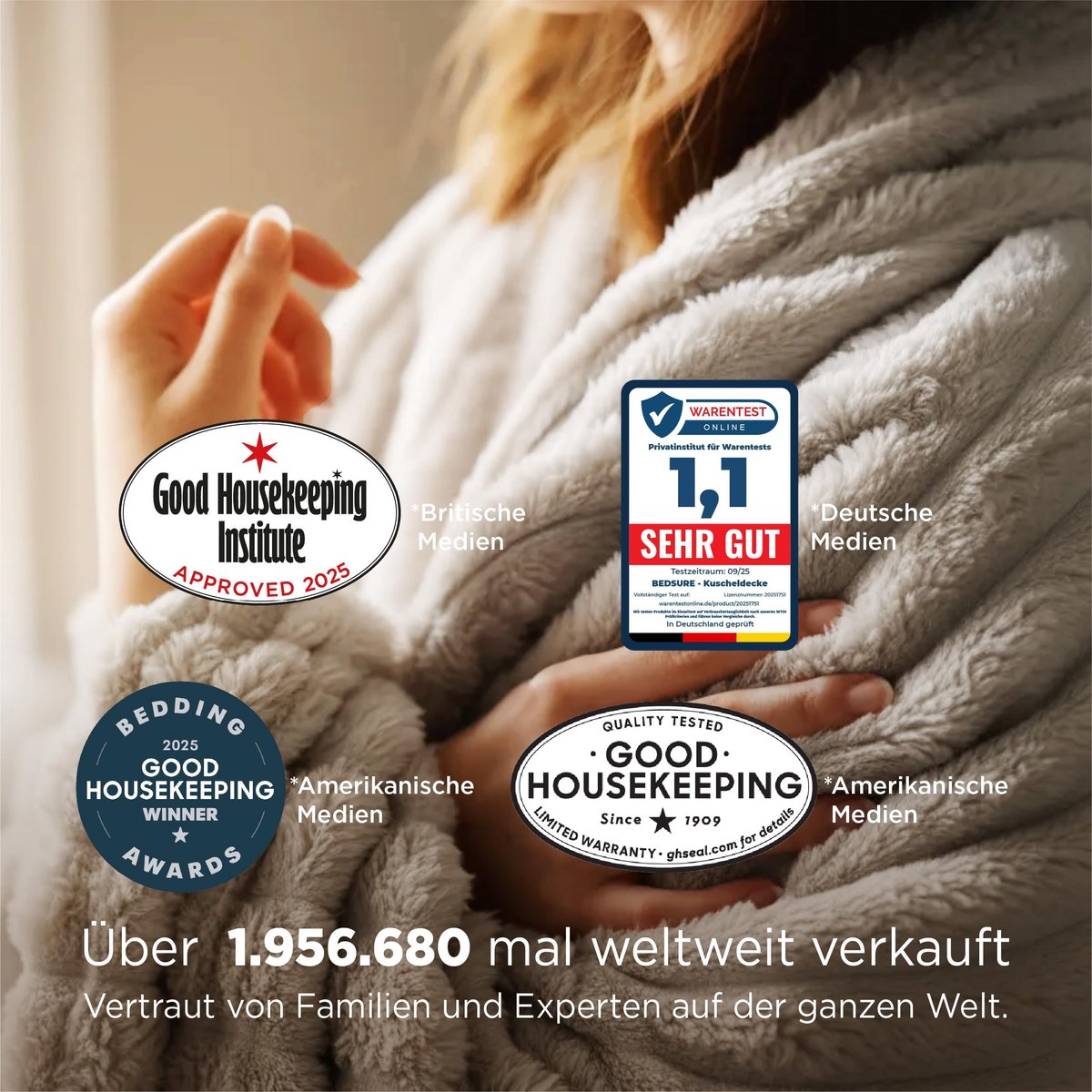 Allecto - Behaaglijke deken - Zacht en warm - XXL formaat - Beige - Grof ribdeken - Perfect voor knuffelen op de bank - 240 x 220 cm — cadeau in Wonen & Interieur - foto 4
