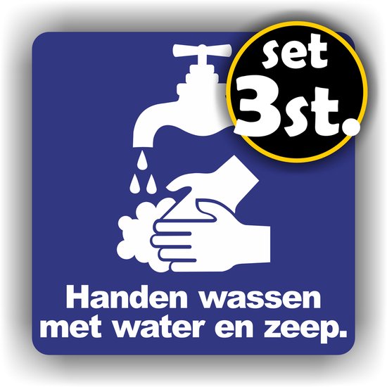 Lavez-vous les mains avec du savon et de l'eau autocollant lot de 3 autocollants