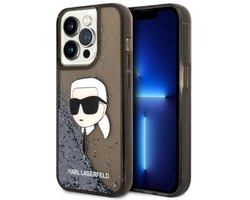 Karl Lagerfeld - Glitter Hoesje - iPhone 14 Pro Max - Zwart - Exclusieve Materialen