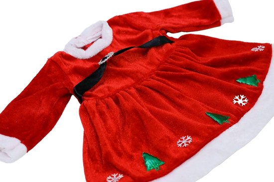 Poppenkleding Jurk - Kerst Outfit - Poppen Aankleden - Sneeuwvlok Patroon - 18 inch - Rood — afbeelding 2