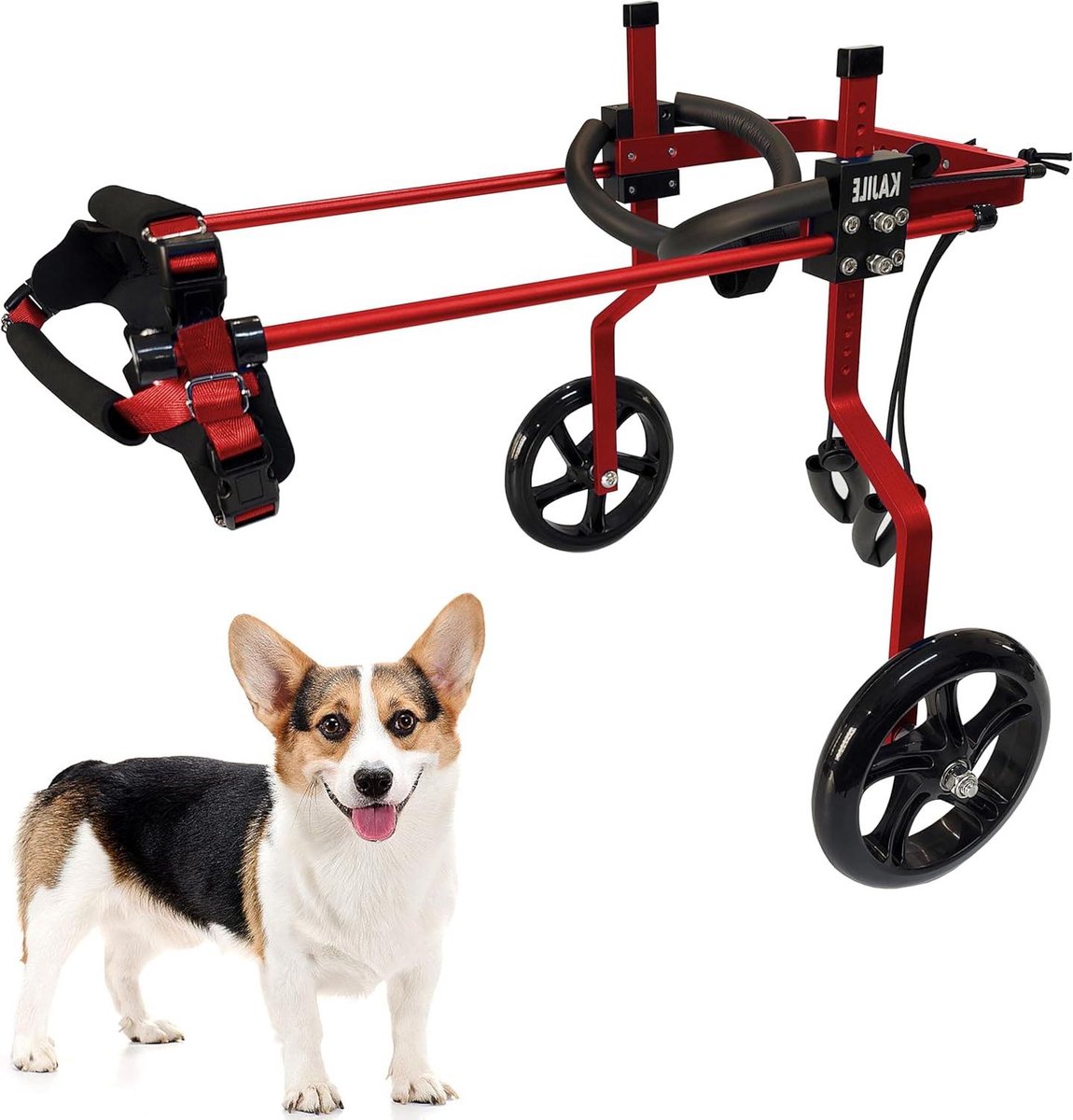 Hond Rolstoel - Huisdier Hulp - Mobiliteit Herstellen - Verstelbare Maat - M-1 - Rood