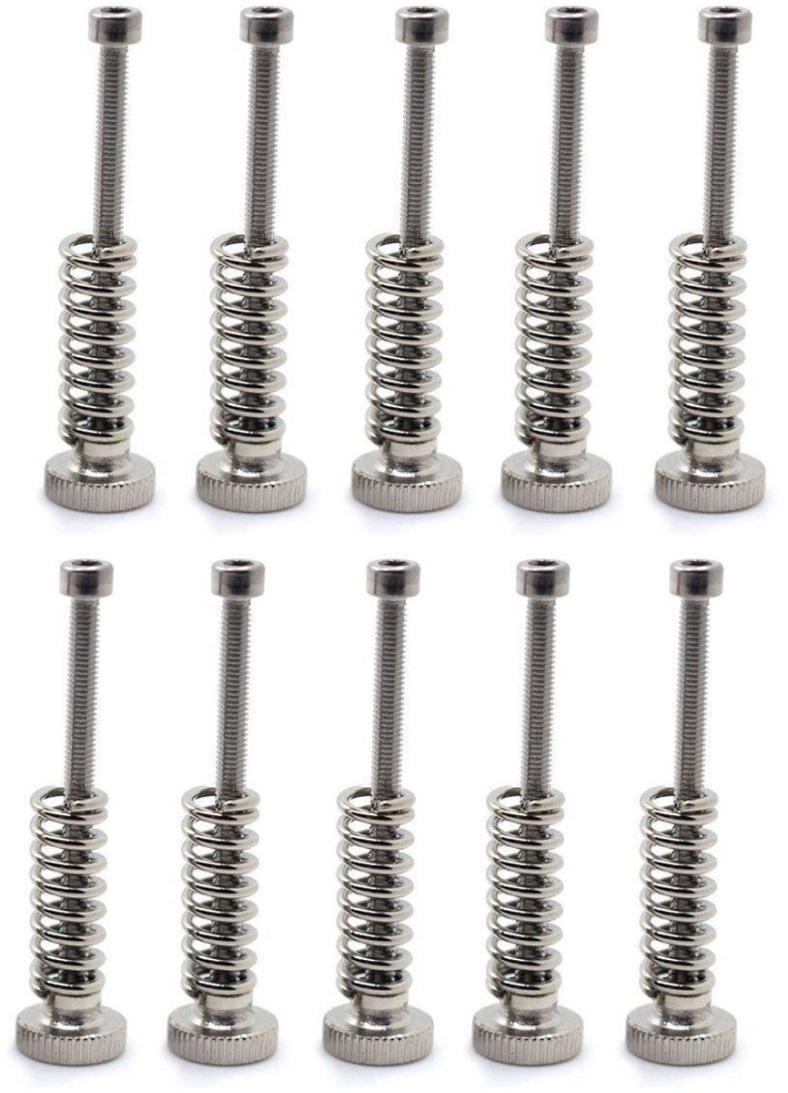 Nivelleer Componenten Kit - Schroef Veer Set - 3D Printer Afstellen - Roestvrij Staal - M3 - Zilver