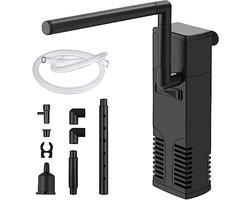 Interne Aquarium Filter - 300 L/H - 3-in-1 - 13.4 X 3.8 X 2.8cm - Geschikt voor 11-75L - Regelbare Doorstroming - Inclusief 2 Filterwatten - Stil & Krachtig - Zwart