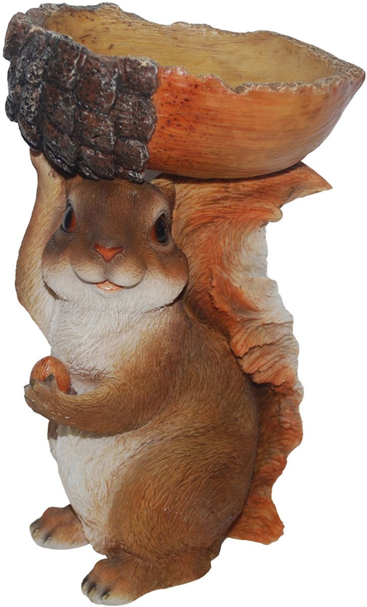 Eekhoorn met eikel vogelvoederhuisje
