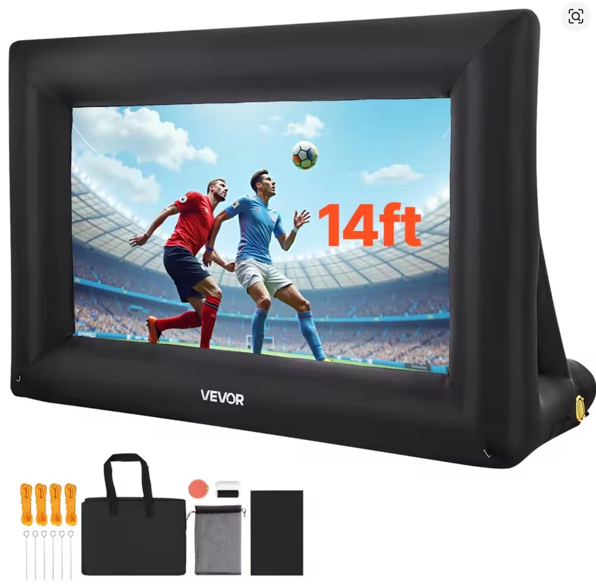 LeeuwenChoice® Opblaasbaar Projectiescherm - WK Voetbal Kijken - Outdoor Cinema - Waterbestendig - Scherm 386x217cm