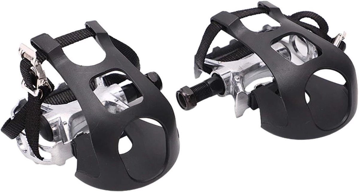 Hometrainer Pedalen - Fietsaccessoires - Indoor Fitness - Verstelbare Antislip Riemen - 14 x 13 x 6 cm - Zwart