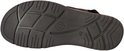 Zool van een bruine nubuck sandaal met profiel en het Rohde logo.