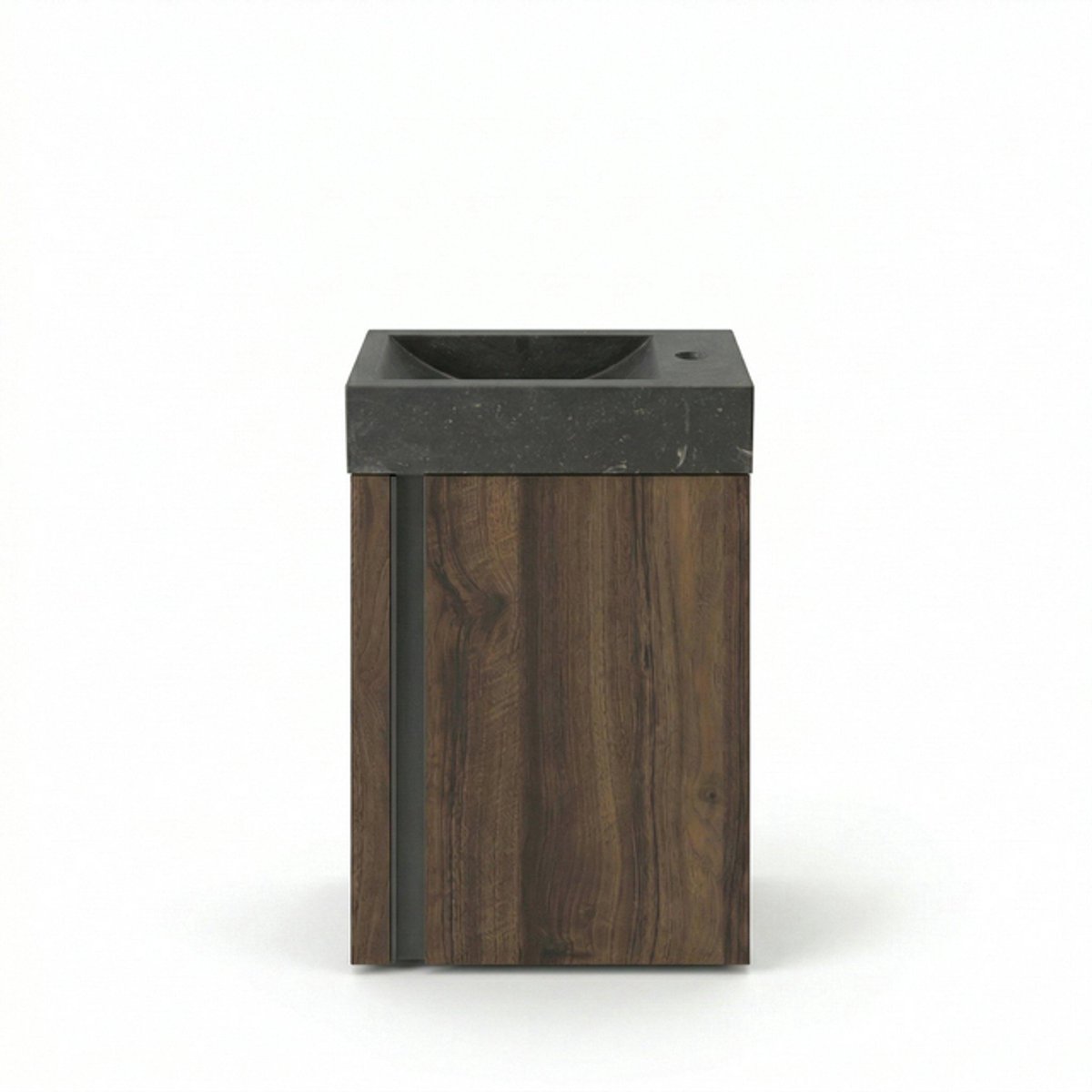 FugaFlow Eccelente Arredo Toiletmeubelset - 40x65cm - 1 deur - 1 kraangat - rechts - fontein natuursteen donker - noten