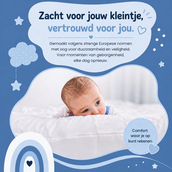 Ledikant-Baby-Princess Matras 60x120 x14 cm-SG25-Anti-allergische wasbare hoes met rits.