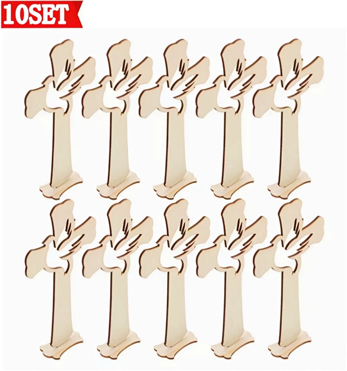 VANDAAG VERZONDEN - 10 STUKS - Houten Kruis - Cor&Sinho® - 10cm - Christelijk - Jezus - Bijbel - Pasen Goede Vrijdag Pinksteren DIY