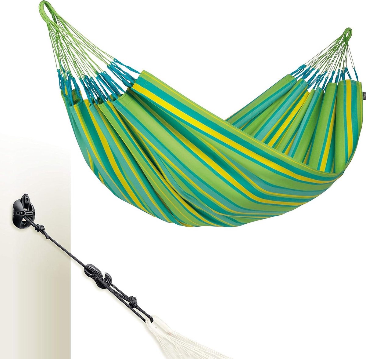 Dubbele Hangmat - Brisa Hangmat - Ontspannen in de tuin - Scheurvaste geweven rand - 350 x 160 cm - Lime