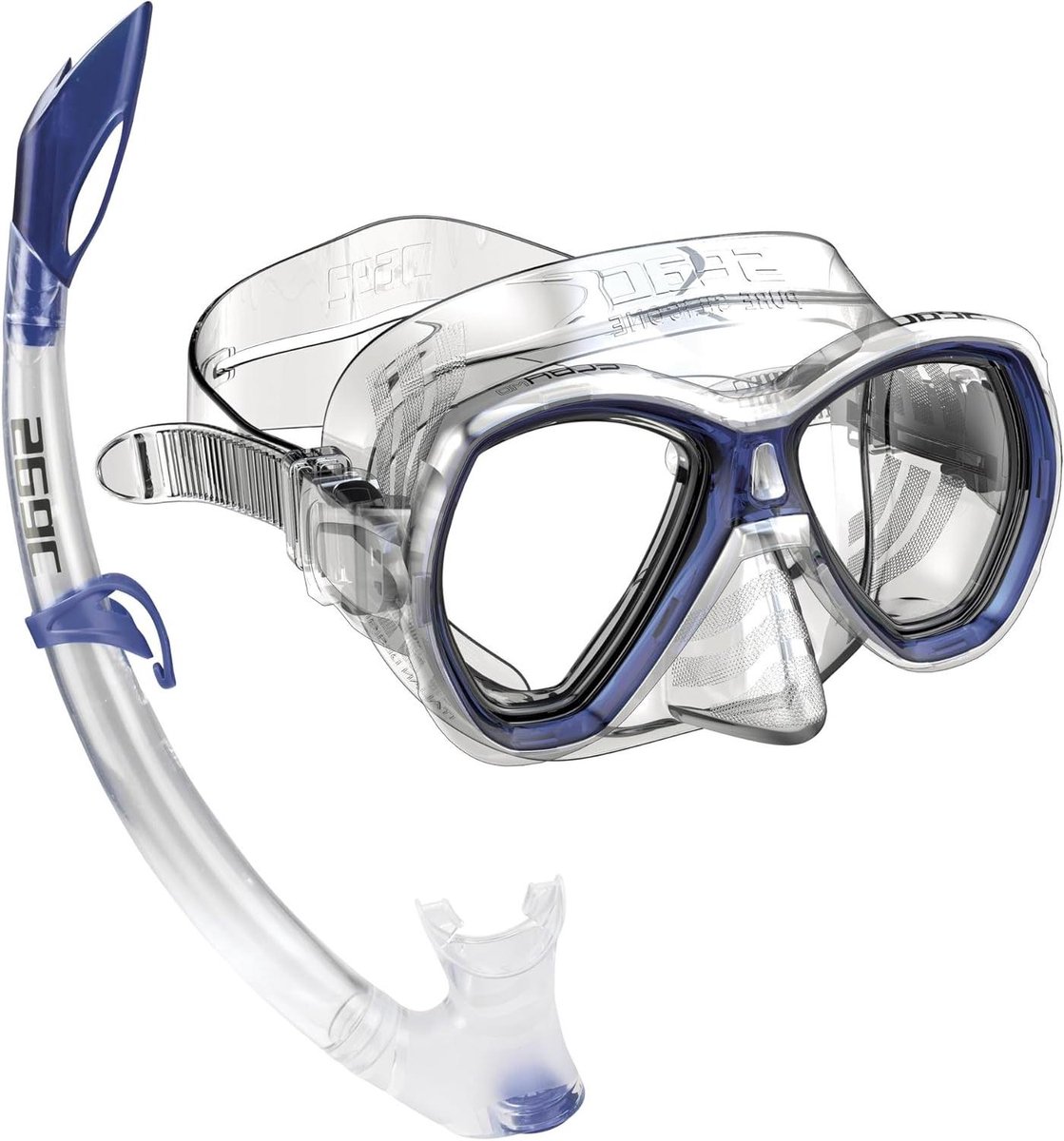 Snorkelset met Klep - Duikmasker en Snorkel - Recreatief Duiken - Enkele Lens Masker - Medium Maat - Blauw