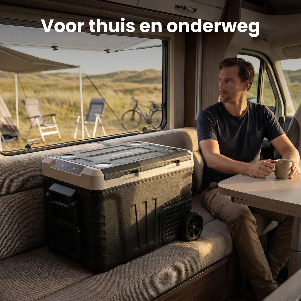 Auronic Elektrische Koelbox - Compressor - 2 Zones - 33L - 12/24V en 240V - Koelen en Vriezen - Camping Koelkast - Frigobox Auto - Met Wielen en Hendel - Zwart — afbeelding 4
