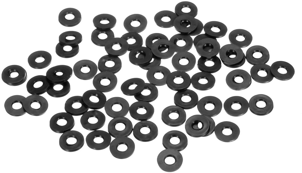 60 Stuks Rubber O-ringen en Washers Set - M6 Flat Seals voor Douche, Tuinslangen en Kranen - 6mm ID, 13mm OD, 1.6mm Dikte