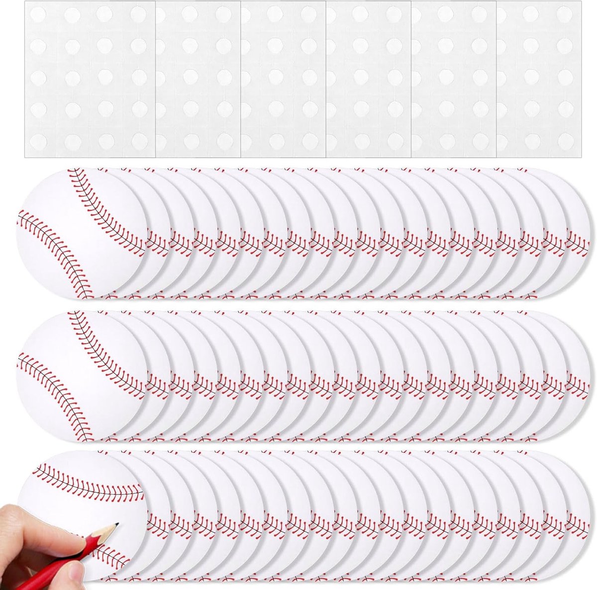 60 Stuks Papieren Honkbats met 120 Lijmpunten, Versieringen voor Sportfeesten, Klaskamers en DIY Projecten voor Verjaardagen en Babyshowers