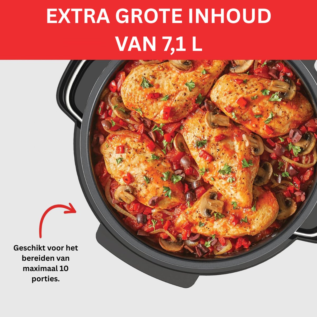 TopChoice® Slowcooker met Timer - Multicooker - Crockpot - 39x26x35cm - Zwart – foto 2