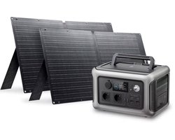 Powerstation - Inclusief 2x Zonnepaneel - Camper - Vakantie - Boot - IP67 Waterdicht - 2 Stuks 110 Watt Paneel - 600W AC - Zonnepaneel inklapbaar