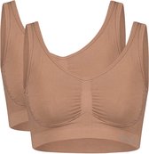 Bamboo Basics Naadloze BH Nova - 2-pack - Tan Comfort BH Top - Maat L - Bamboe BH Zonder Beugel - Bamboe Ondergoed