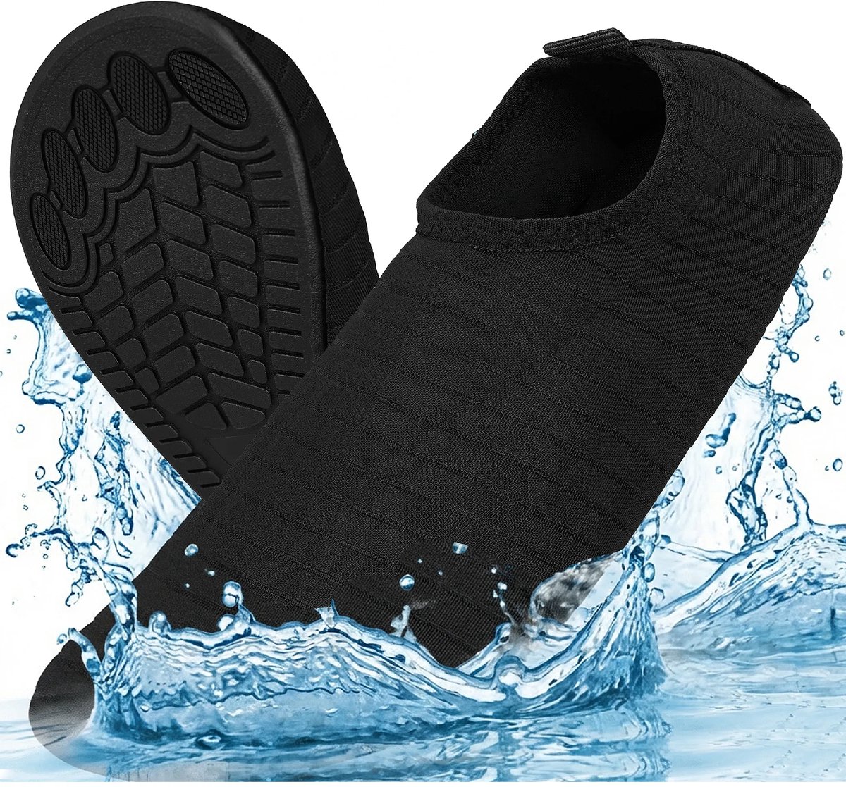 Trizand Zwarte waterschoenen maat 36 voor strand, zwembad en watersport met antislip TPE zool, flexibele pasvorm en laag gewicht