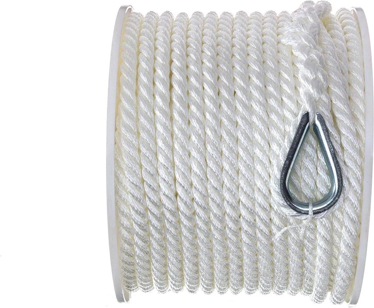 Nylon Bindkoord - Meertouw Boot - Veilig Aanleggen - Schokabsorberend - 9 mm x 46 m - Wit