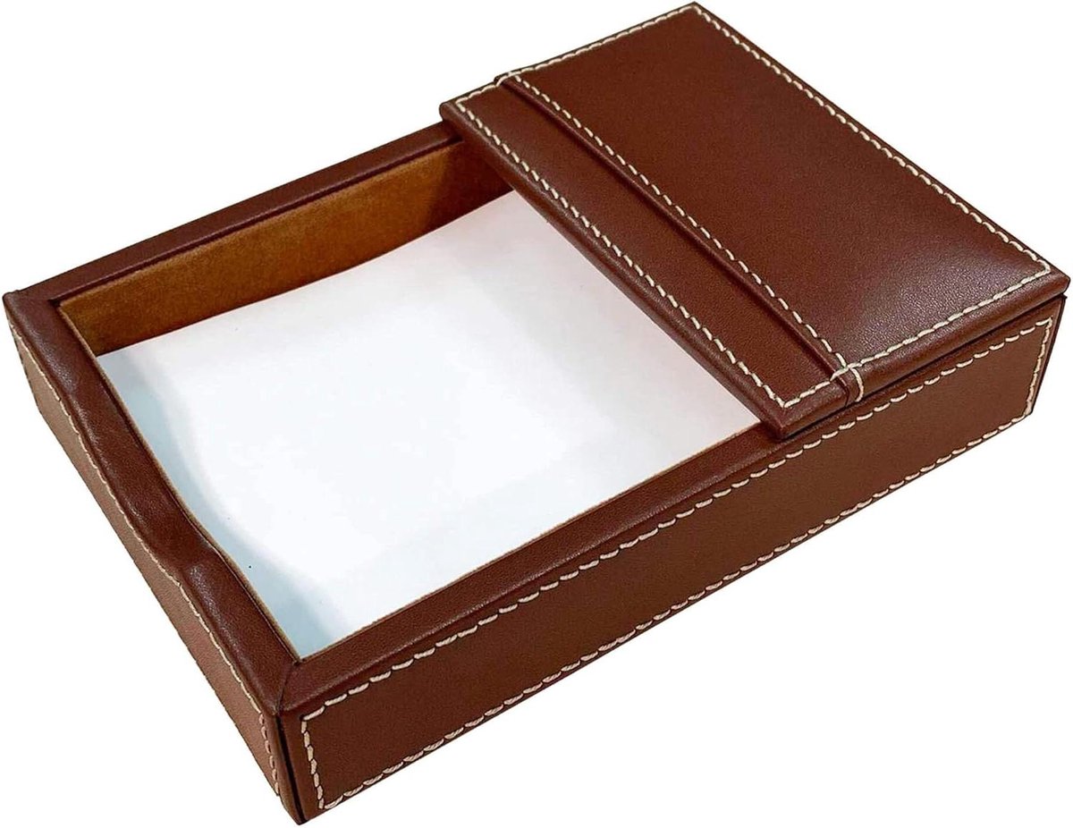 Notitiehouder - Kaarthouder - Bureau organiseren - Hoogwaardig leer - 4 x 6 inch - Rustiek bruin