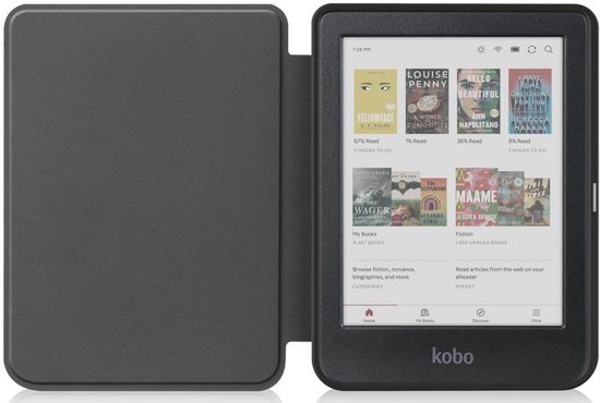 Just in Case hoes geschikt voor Kobo Clara Colour / Kobo Clara BW / Tolino Shine Color - E-reader Folio Hoes - Zwart van Just in Case — afbeelding 2