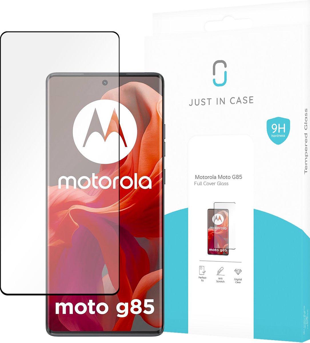 Just In Case Full Cover Motorola Moto G85 Screenprotector Zwart