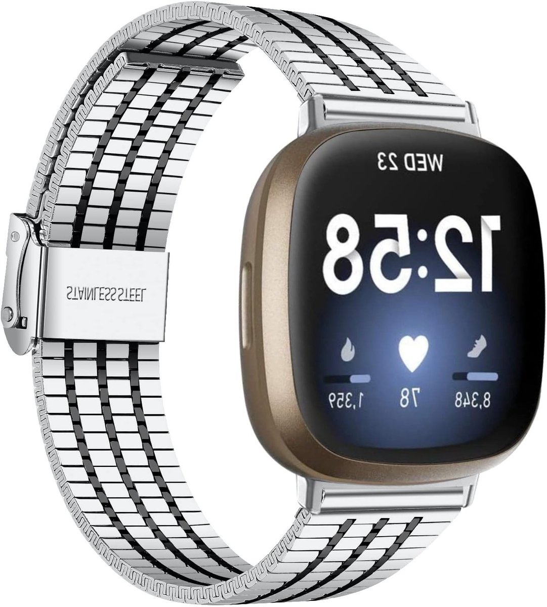 Verstelbare RVS Sportarmband voor Fitbit Sense 2 en Versa 4 - Duurzaam, Stijlvol en Comfortabel voor Dames en Heren