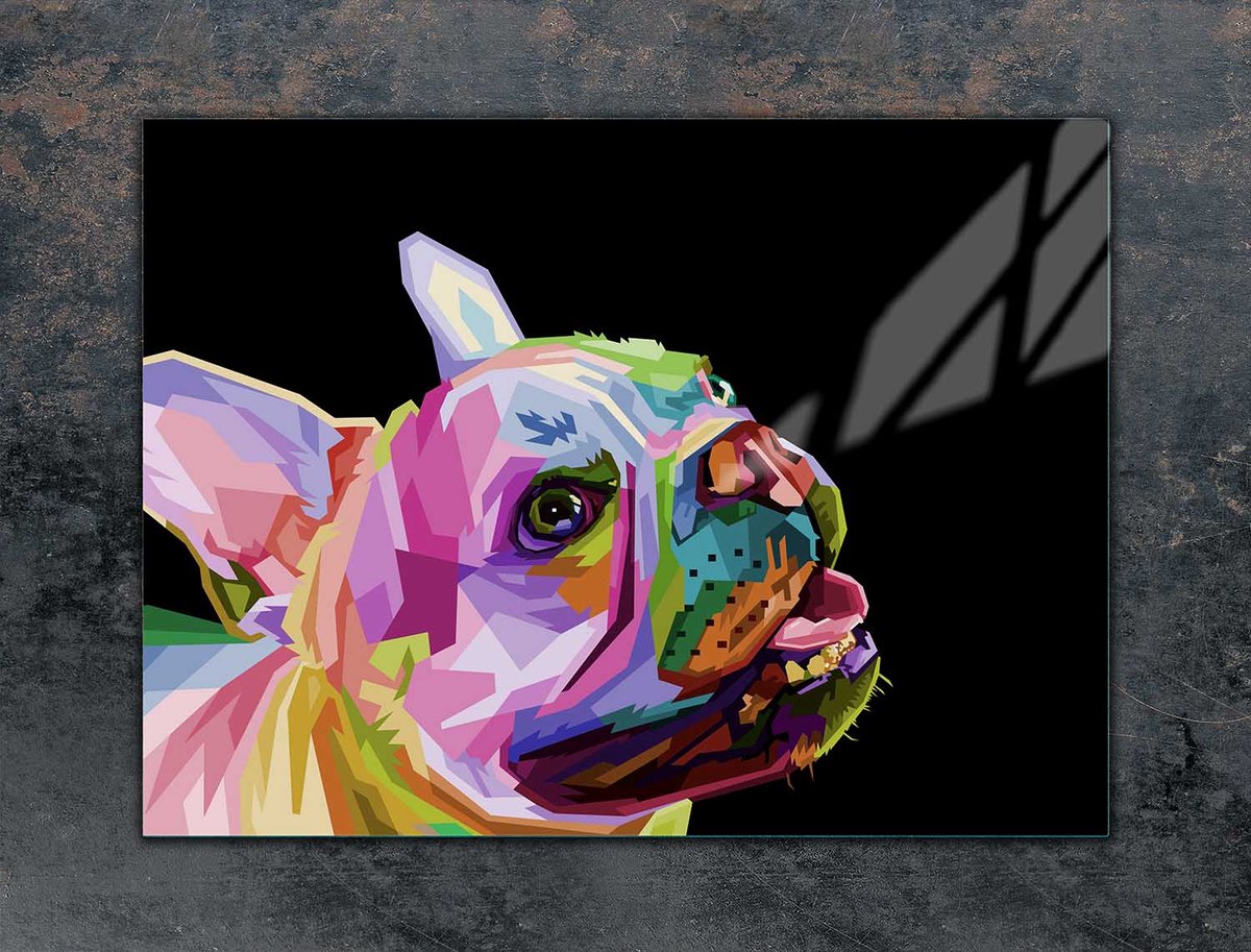 TMK ArtDeko - Serie - Protectieplaat van Glas - 70x52 cm - Sfeervolle Hondenprint