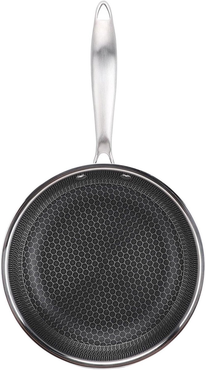 Grote Rvs Koekenpan 30 cm, Geschikt voor Inductie, Antiaanbaklaag en Duurzaam Design