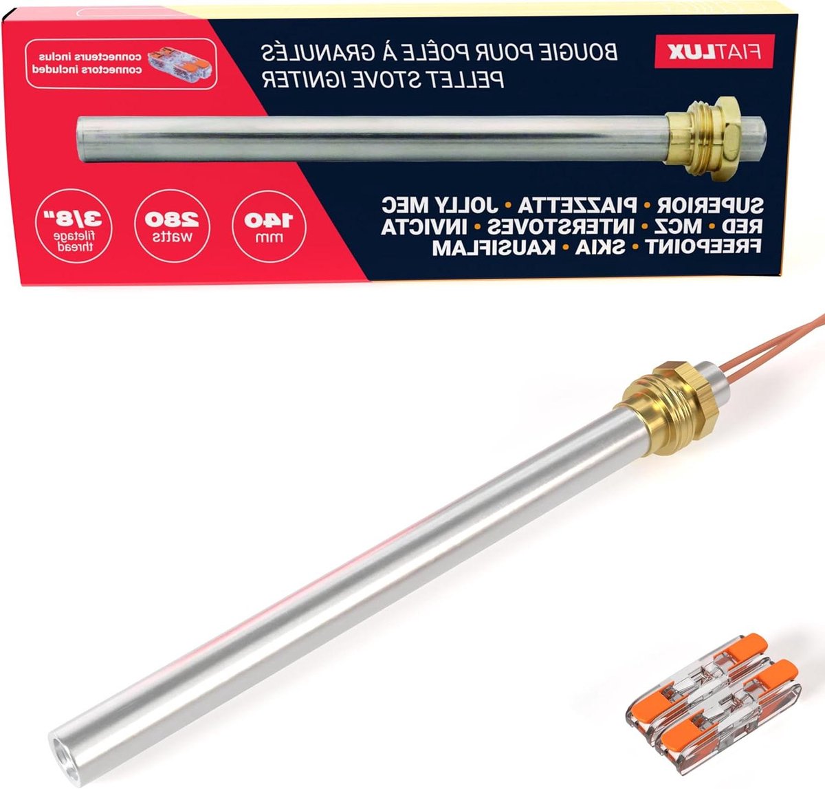 Gloeiplug Pelletkachel - Vervangingsonderdeel - Kachel Reparatie - Snelle Connect Clips - 140 mm 280 W - Zilver