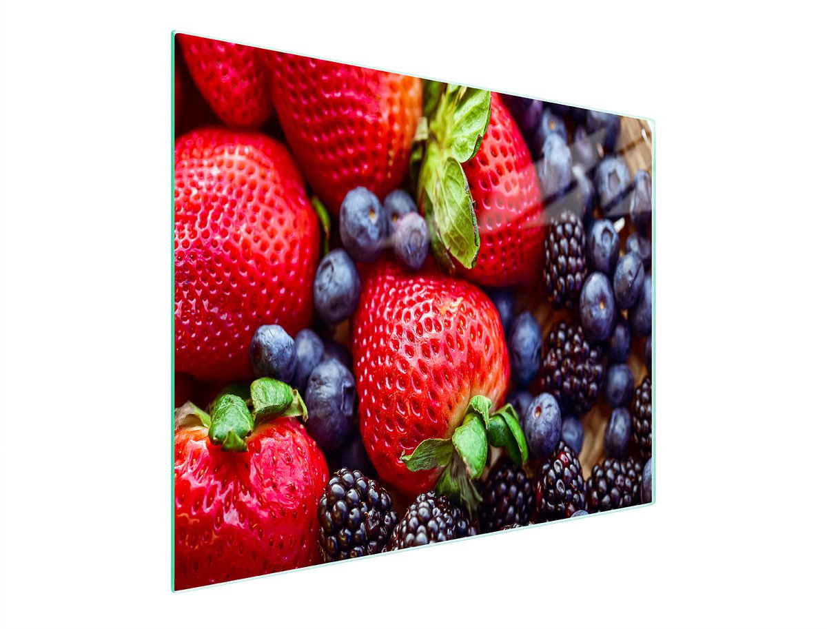TMK ArtDeko - Glazen Snijplank - 52x30 cm - Aardbeien