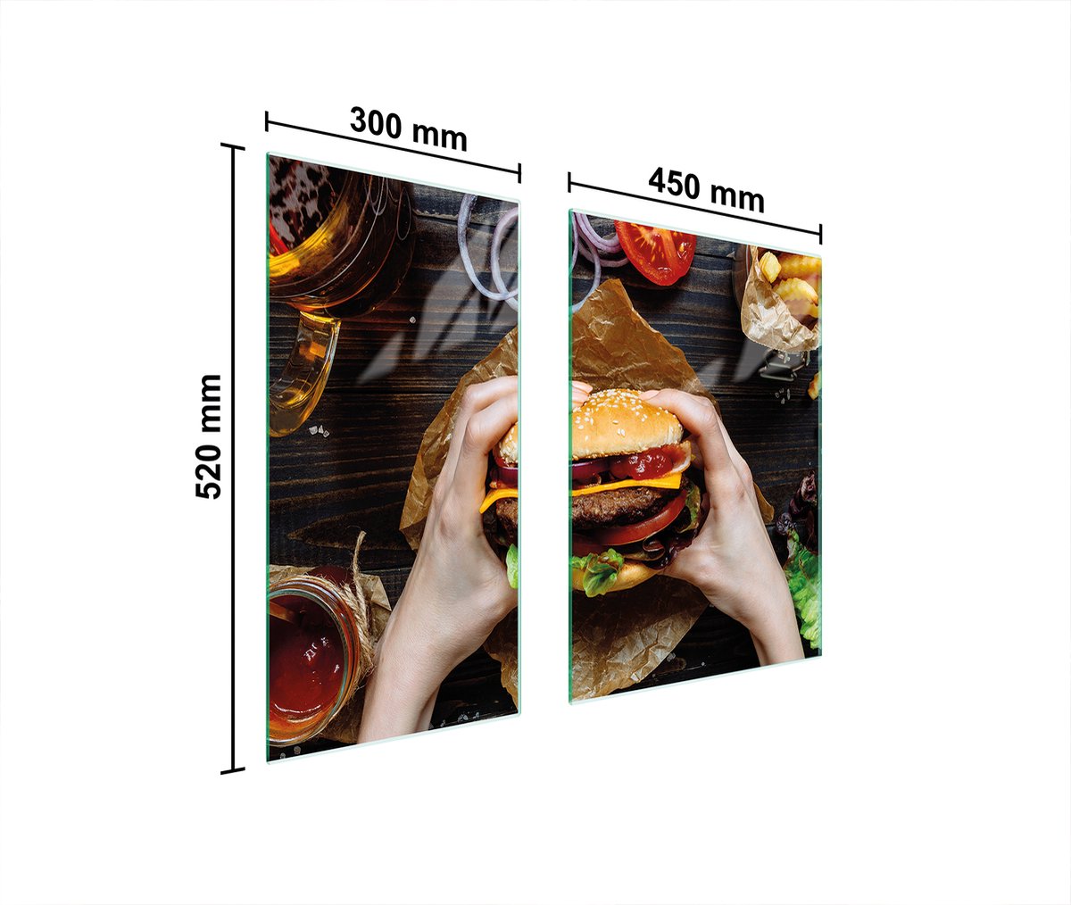 TMK ArtDeko - Glasplaat Beschermhoes - 75x52 cm - Hamburger - Veelkleurig - Veilig
