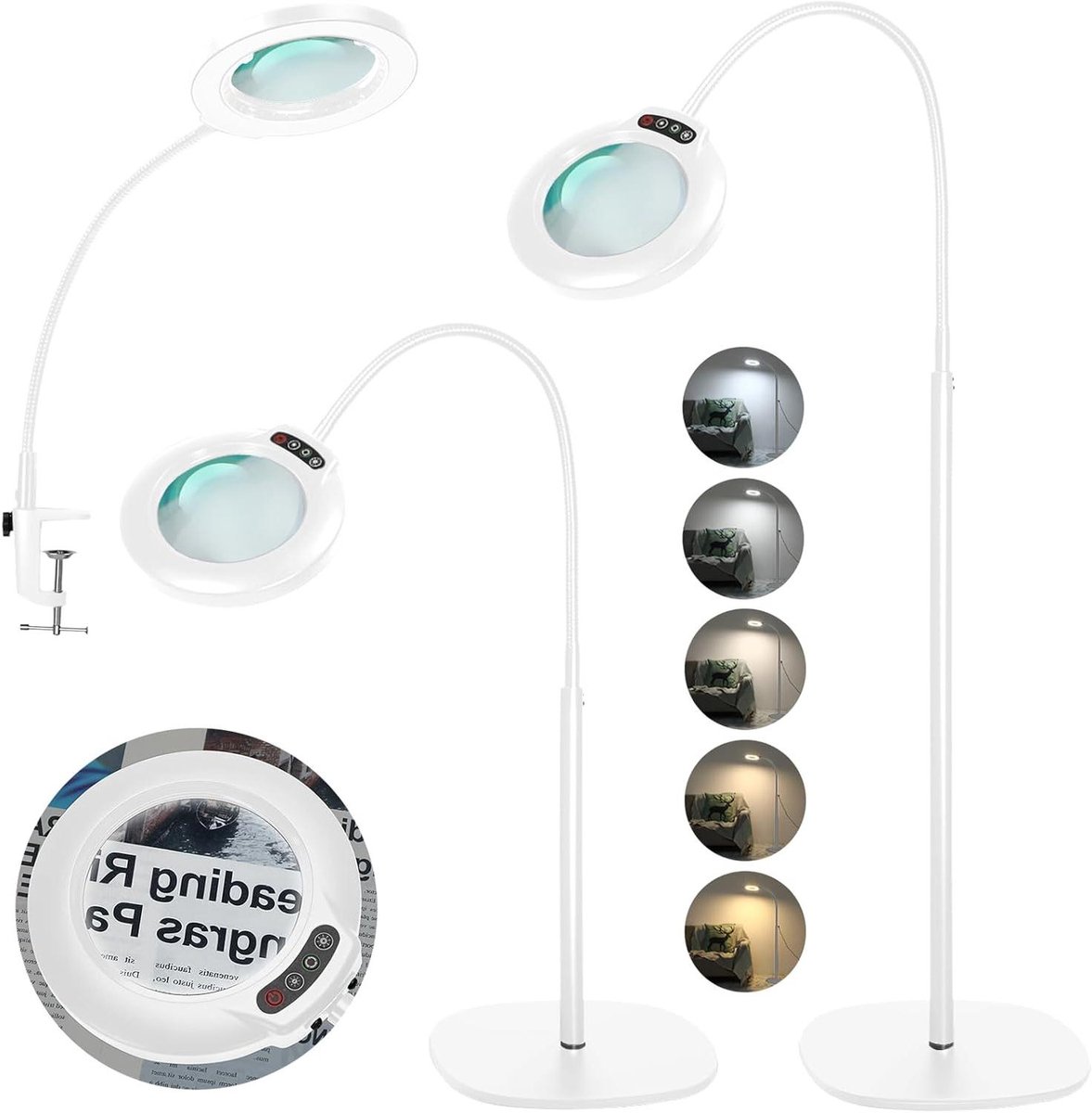 Vloerlamp met Vergroting - Leeslamp Loeplamp - Lezen en Hobby - Kristalheldere Vergroting - 10 x - null
