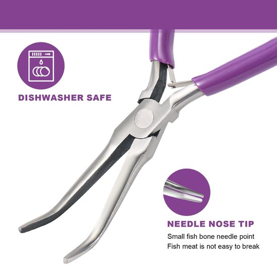 Allecto - Herringbone Pliers - Visgereedschap - Ergonomische handgreep - Paars - Tweezers voor vissers - Ideaal voor het voorbereiden van vis - 14,... — afbeelding 3