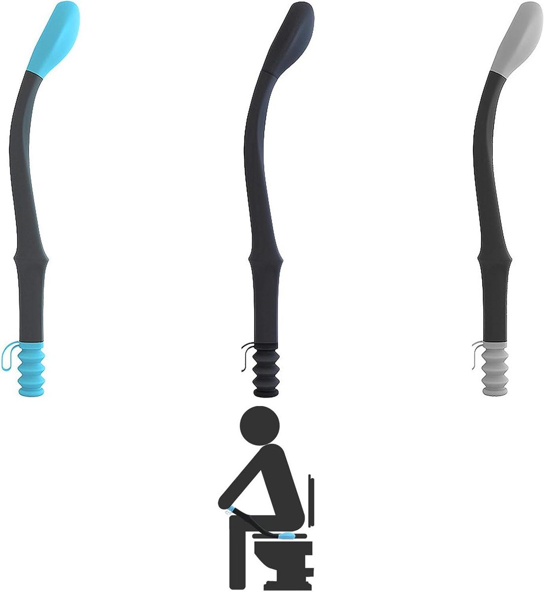 WC Hulpmiddel - Afveeghulp Toiletpapier - Zelfstandig Afvegen - Ergonomisch Design - 395 cm - Blauw