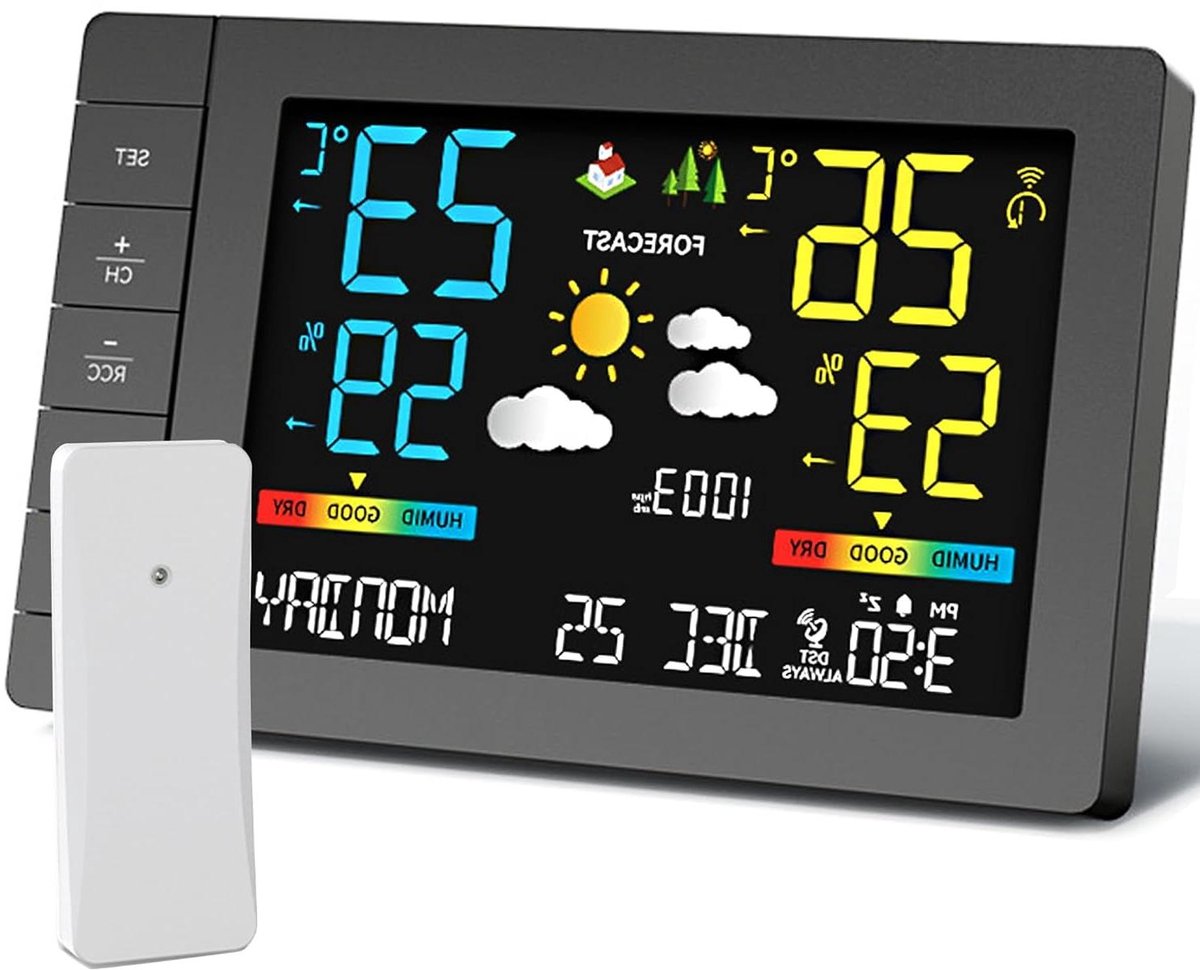 Weerstation - Weercomputer Buiten - Weersvoorspelling Thuis - Draadloze Sensor - 17.5 x 14.5 cm - Wit