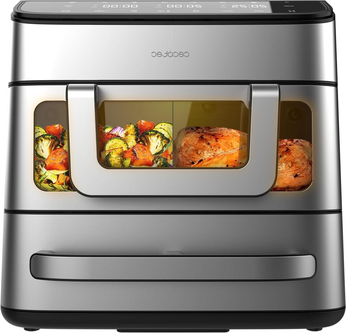 Heteluchtfriteuse Oven - Airfryer Pizzaoven - Grote Maaltijden Bereiden - Dubbele Functie - 18 Liter - Roestvrij Staal