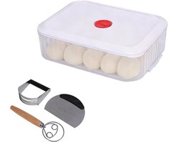 Pizza deeg box set - Deegcontainer bakken - Pizzadeeg bereiden - Stapelbaar met deksel