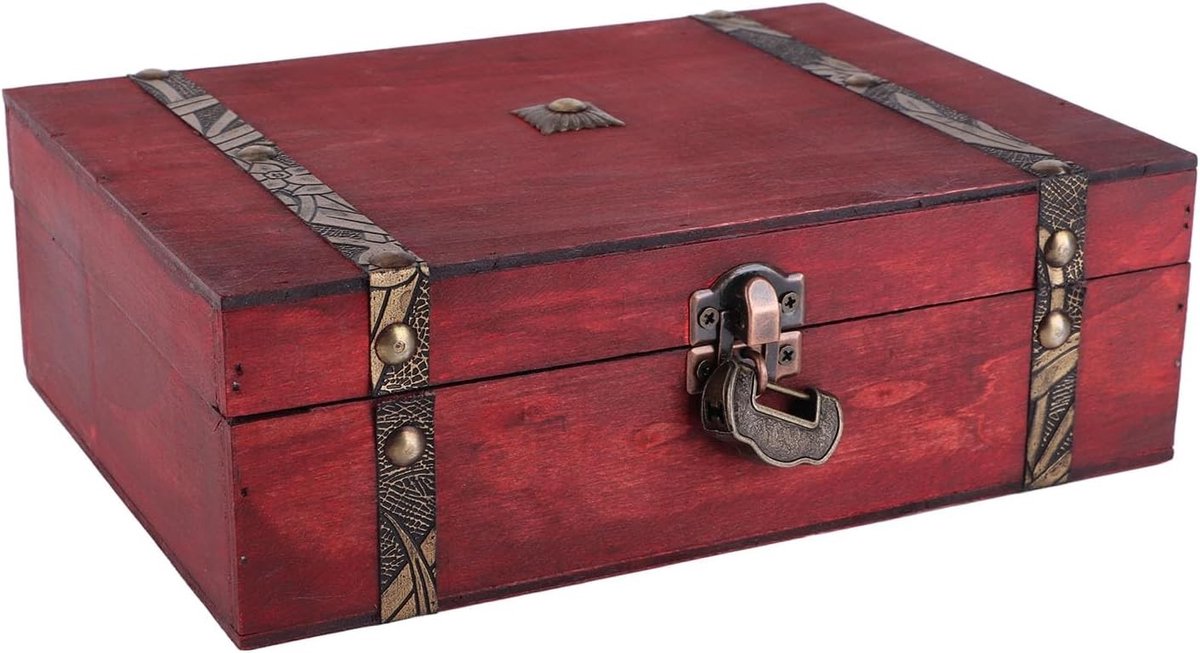 Store_8 - Houten Sieradendoosje - Vintage - Slot en Sleutel - Houten Kistje - Bewaardoosje - Schatkistje - Sieradenopberger - Houten Kistje met Sch...